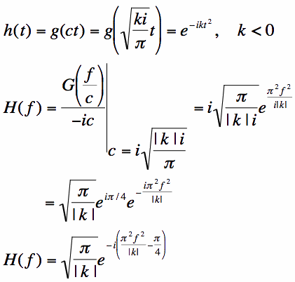 fourier transform of complex gaussian with negative constant