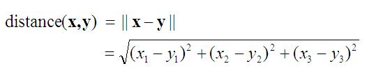 distance equation for vectors
